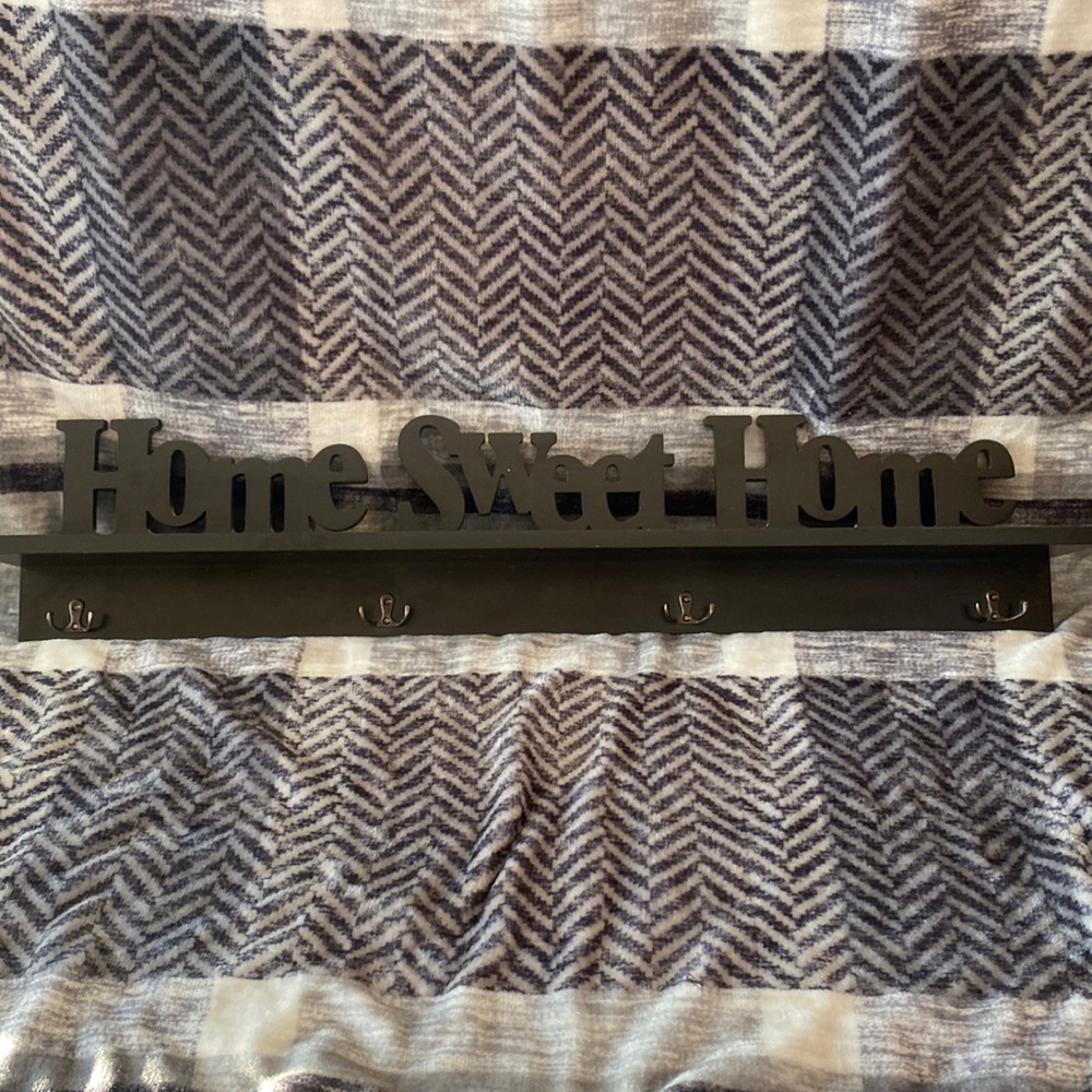 Home sweet home shelf with hooks